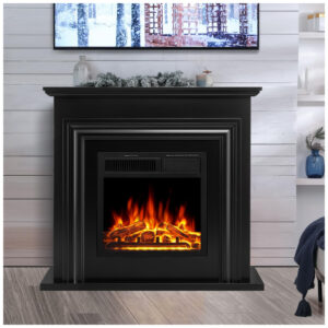 Lareira Elétrica R.W.FLAME 91x86cm 1500W Chamas LED Móvel Controle 110V