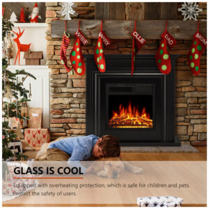 Lareira Elétrica R.W.FLAME 91x86cm 1500W Chamas LED Móvel Controle 110V