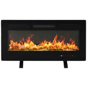Lareira Elétrica DUMOS 91x46cm 1500W Chamas 13 Cores Touch Screen Embutir 110V