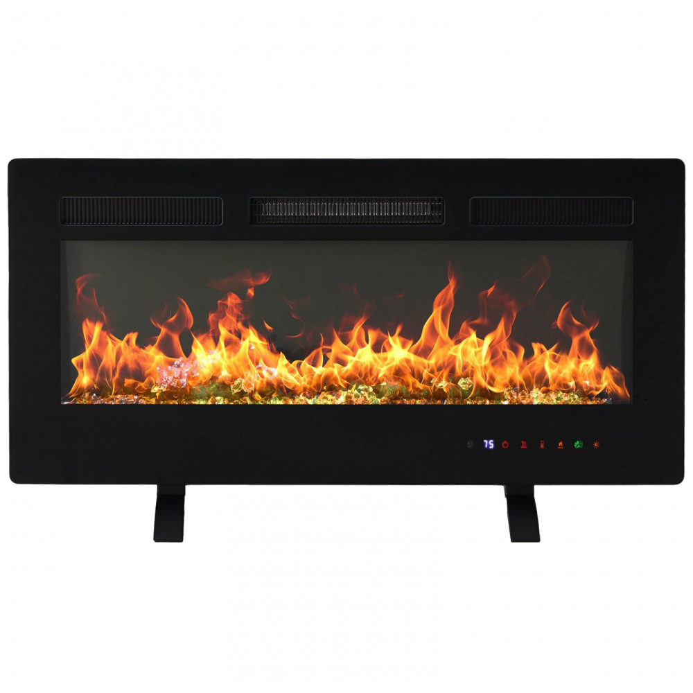 Lareira Elétrica DUMOS 91x46cm 1500W Chamas 13 Cores Touch Screen Embutir 110V