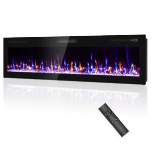 Lareira Elétrica Eueiriup 183x46cm 1500W 12 Cores LED Controle Touch Embutir 110V