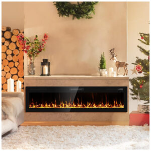 Lareira Elétrica Eueiriup 183x46cm 1500W 12 Cores LED Controle Touch Embutir 110V