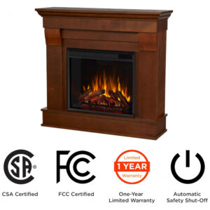 Lareira Elétrica Real Flame 104x95x30cm 1400W Chamas LED Lenha Portátil 110V