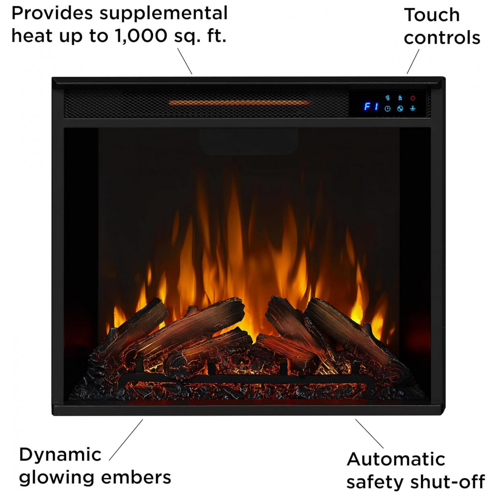 Lareira Elétrica Real Flame 104x95x30cm 1400W Chamas LED Lenha Portátil 110V