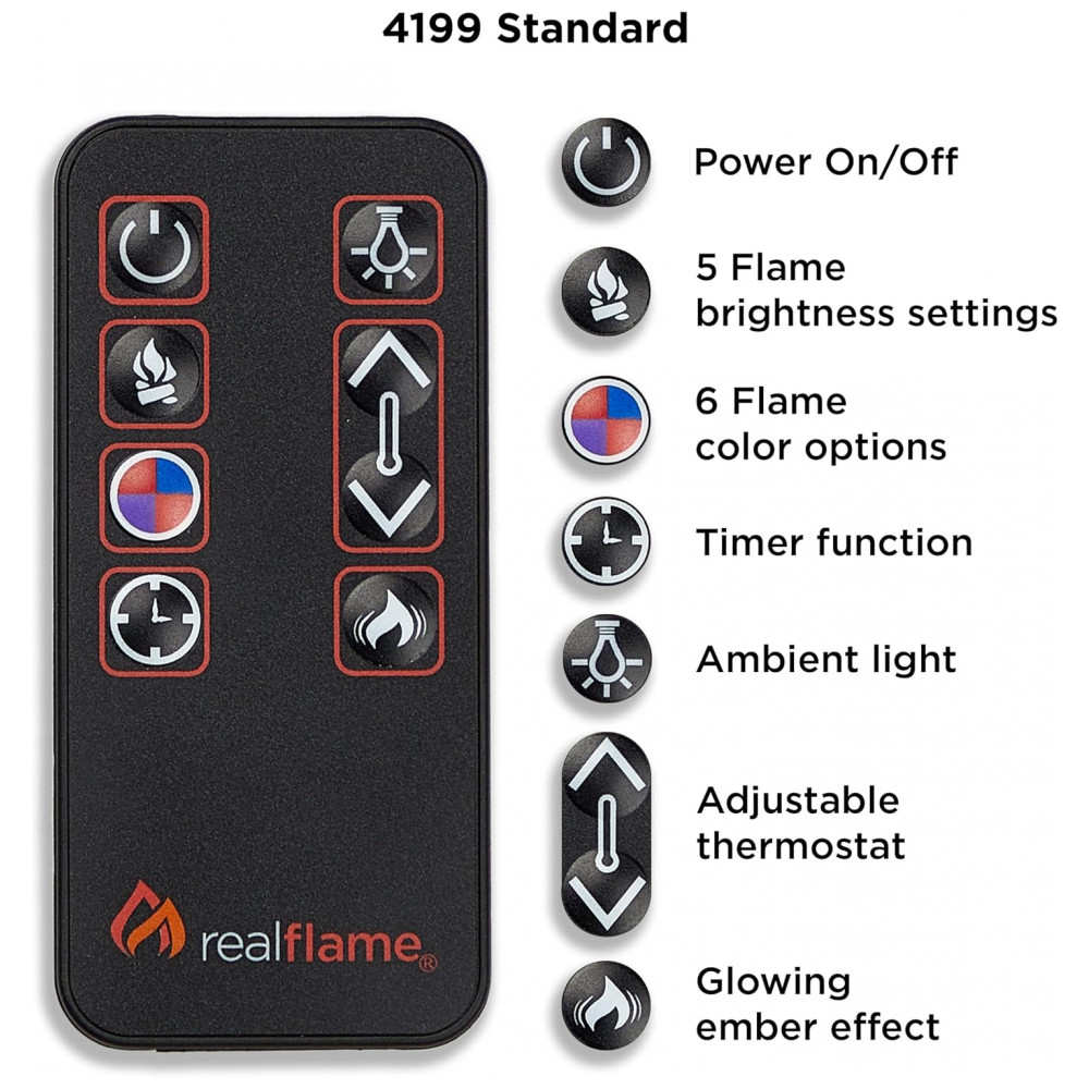 Lareira Elétrica Real Flame 104x95x30cm 1400W Chamas LED Lenha Portátil 110V