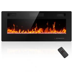 Lareira Elétrica Electactic 107x46cm 1500W 12 Cores Chamas LED Embutir 110V
