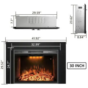 Lareira Elétrica Velaychimney 107x75cm 1500W Insert Embutir Som Chamas 110V