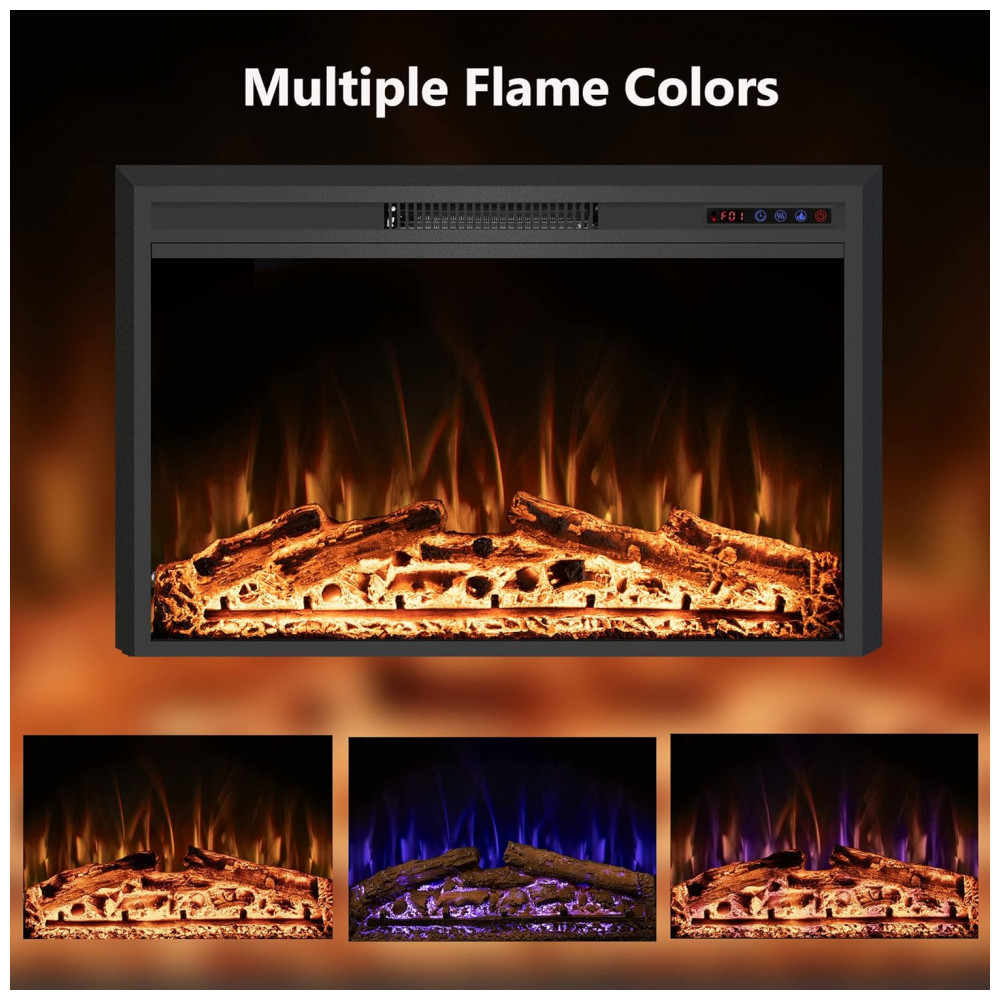 Lareira Elétrica RODALFLAME 84x63cm 1500W Chamas 3 Cores Embutir 110V