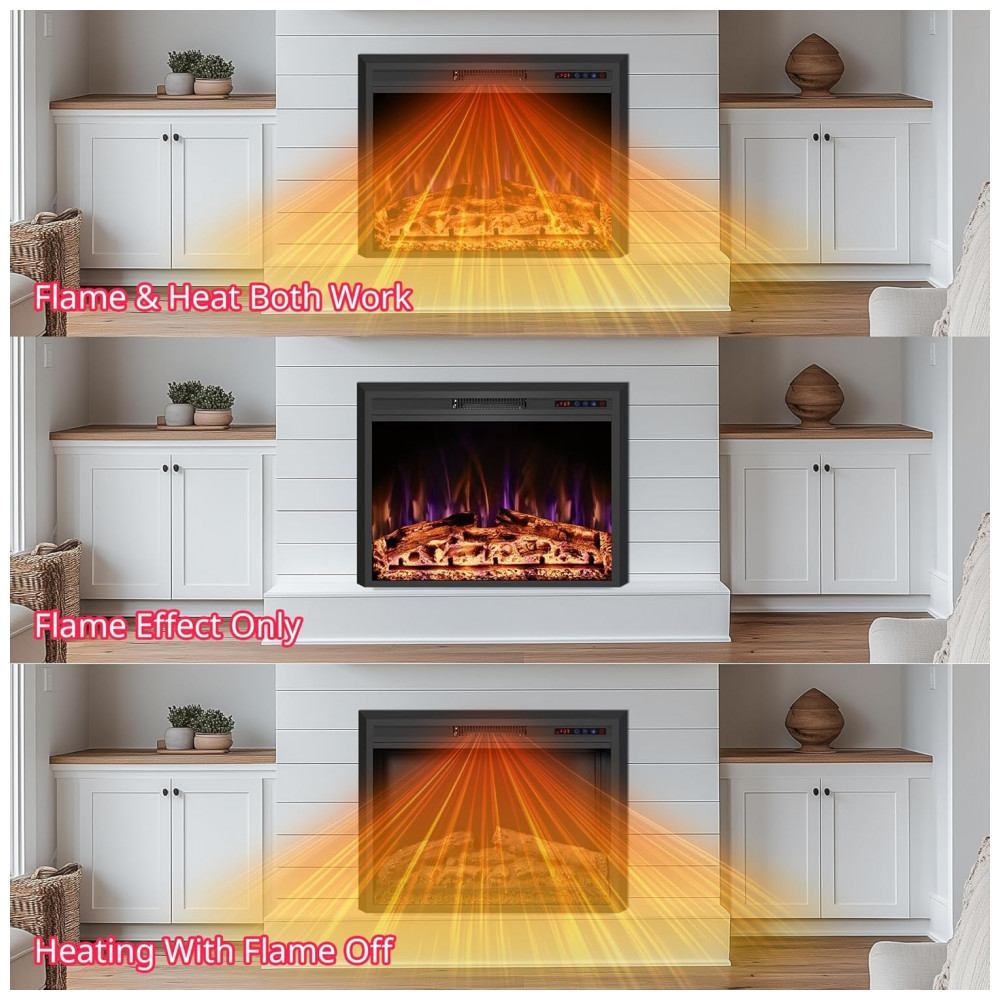 Lareira Elétrica RODALFLAME 84x63cm 1500W Chamas 3 Cores Embutir 110V