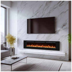 Lareira Elétrica Vinemount 122x45cm 1500W 13 Cores Chamas Timer Embutir 110V