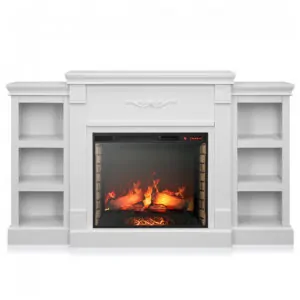 Lareira Elétrica BELLEZE 179x100cm 1500W Rack TV 68pol Prateleiras Branca 110V