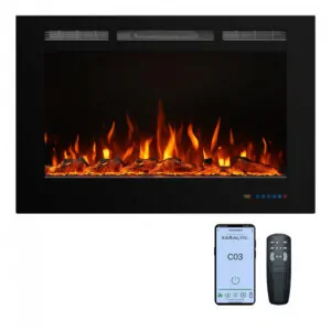 Benrocks Lareira Elétrica Smart 36 com Controle APP, Display Personalizado e Aquecimento de Até 37m