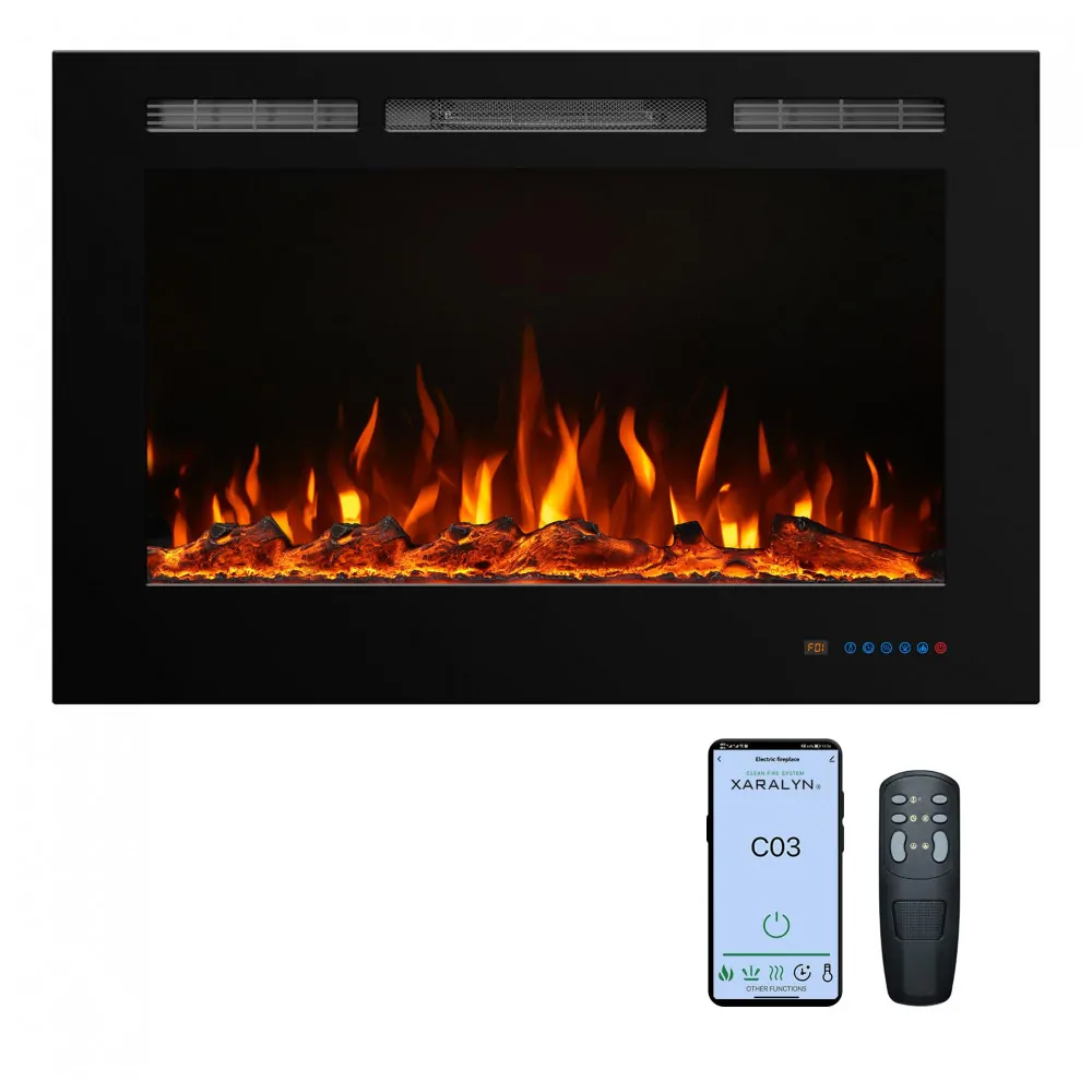 Benrocks Lareira Elétrica Smart 36 com Controle APP, Display Personalizado e Aquecimento de Até 37m