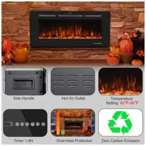 Benrocks Lareira Elétrica Smart 36 com Controle APP, Display Personalizado e Aquecimento de Até 37m