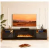 Rack TV MXV 200x56cm c Lareira Elétrica 91cm LED 12 Cores Preto 110V