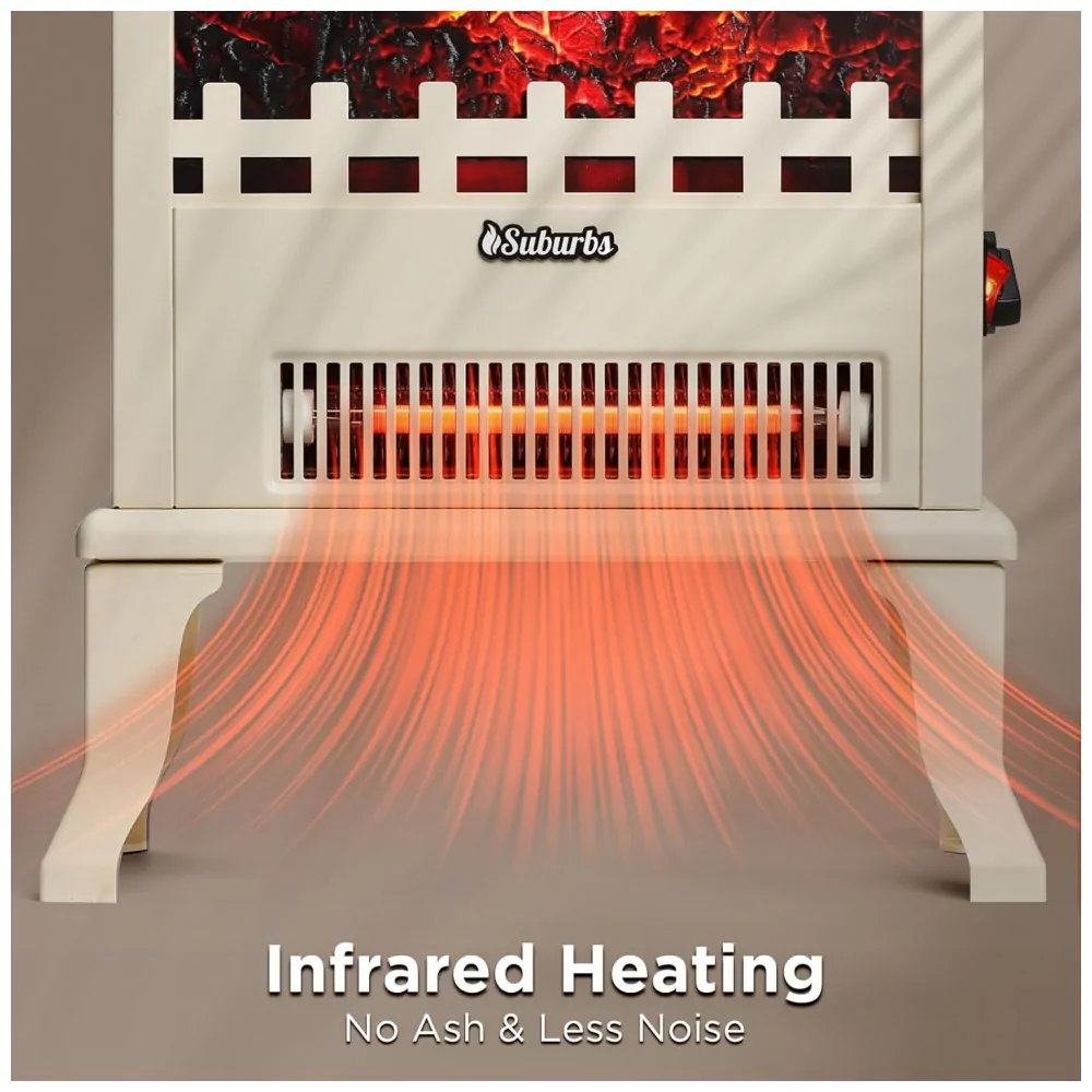 Lareira Elétrica TURBRO 30x48cm 1500W Chamas LED Vista 3 Lados Portátil 110V