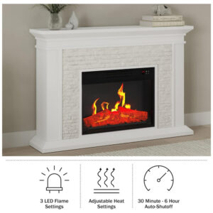 Lareira Elétrica Northwest 120x80cm 1400W Chamas LED Controle Remoto 110V