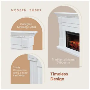 Lareira Elétrica Modern Ember 140x121cm 1500W Alexa WiFi Chamas LED Portátil 110V