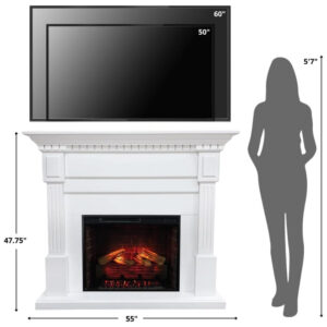 Lareira Elétrica Modern Ember 140x121cm 1500W Alexa WiFi Chamas LED Portátil 110V
