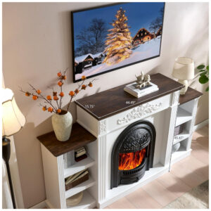 Lareira Elétrica SOOWERY 196x115cm 1400W Rack TV90 Farmhouse Portátil 110V