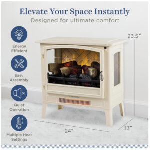Lareira Elétrica Country Living 61x60cm 1400W Chamas 3D Alexa WiFi Portátil 110V