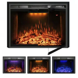 Lareira Elétrica Velaychimney 73x54cm 1500W Chamas 3D Som Embutir 110V