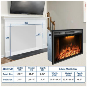 Lareira Elétrica Velaychimney 73x54cm 1500W Chamas 3D Som Embutir 110V