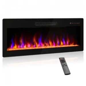 Lareira Elétrica Belleze 107x41cm 1400W 16 Cores LED Touch Embutir 110V
