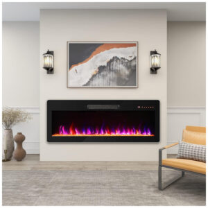 Lareira Elétrica Belleze 107x41cm 1400W 16 Cores LED Touch Embutir 110V