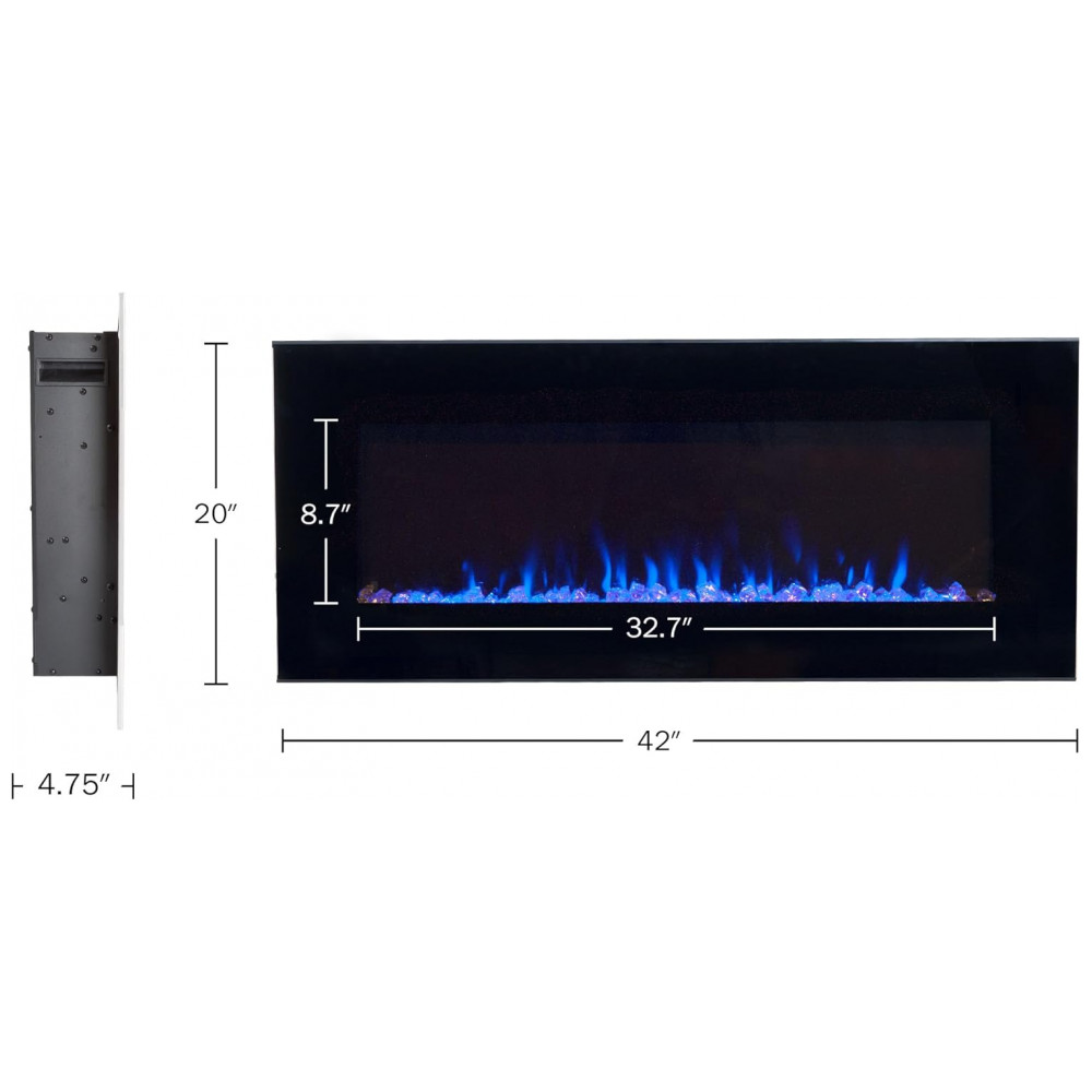 Lareira Elétrica Northwest 107x51cm 1500W Chamas LED Timer Parede 110V