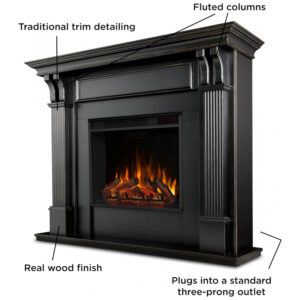 Lareira Elétrica Real Flame 122x105cm 1500W Móvel Chamas LED Portátil 110V