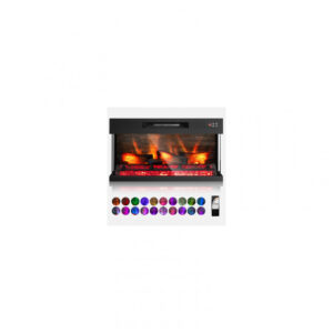 Lareira Elétrica ROVSUN 91x44cm 1400W Chamas 20 Cores 3D Embutir 110V