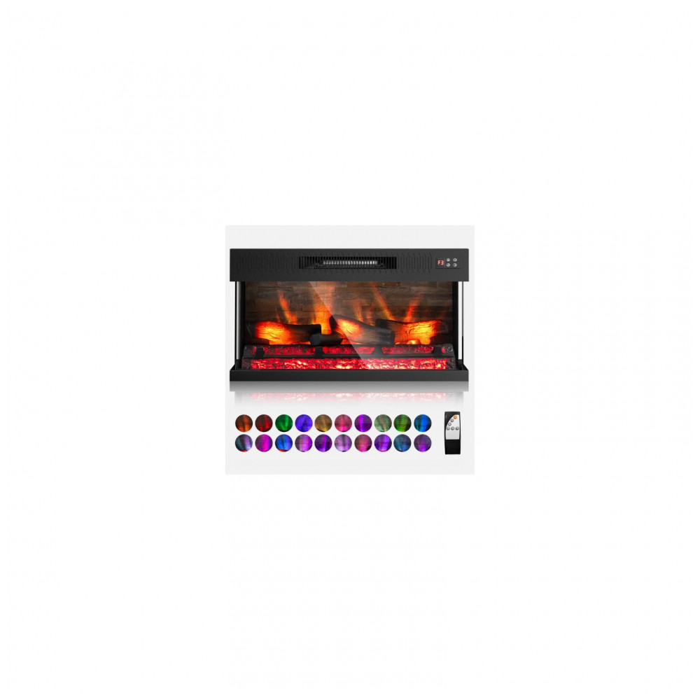 Lareira Elétrica ROVSUN 91x44cm 1400W Chamas 20 Cores 3D Embutir 110V