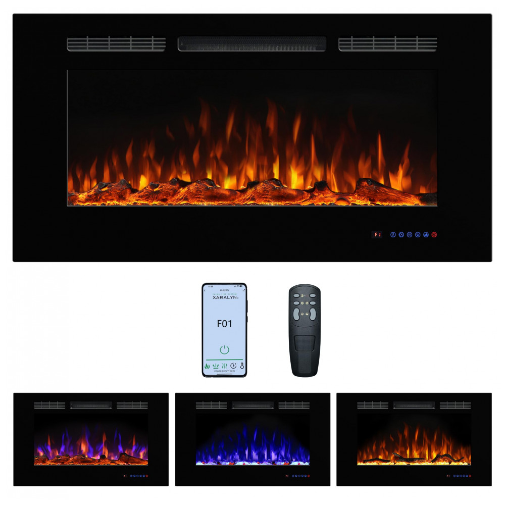 Lareira Elétrica Dreamflame 107x55cm 1500W Chamas 3 Cores Embutir 110V