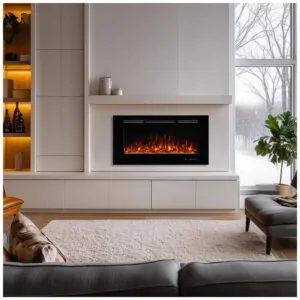 Lareira Elétrica Dreamflame 107x55cm 1500W Chamas 3 Cores Embutir 110V