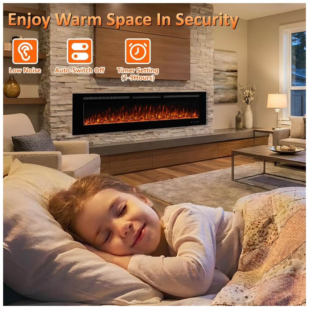 Lareira Elétrica Dreamflame 107x55cm 1500W Chamas 3 Cores Embutir 110V