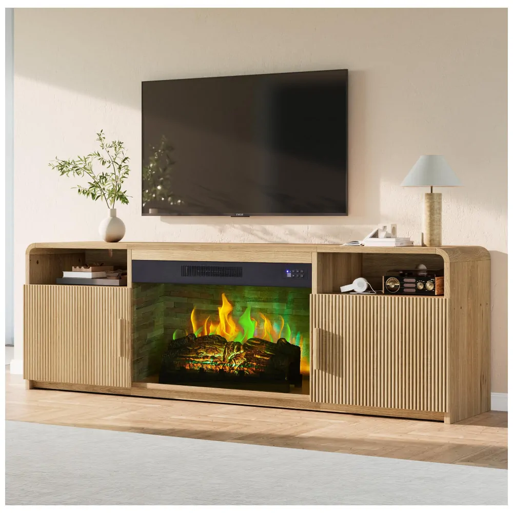 Rack TV Amerlife 178x56cm Lareira Elétrica 30pol 8 Cores Chamas LED 110V
