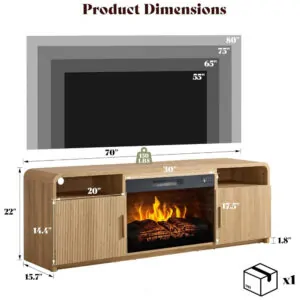 Rack TV Amerlife 178x56cm Lareira Elétrica 30pol 8 Cores Chamas LED 110V