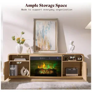 Rack TV Amerlife 178x56cm Lareira Elétrica 30pol 8 Cores Chamas LED 110V