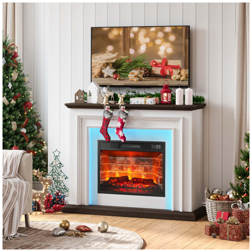 Lareira Elétrica BOSHIRO 111x93cm 1400W Chamas 3D LED Móvel TV 110V