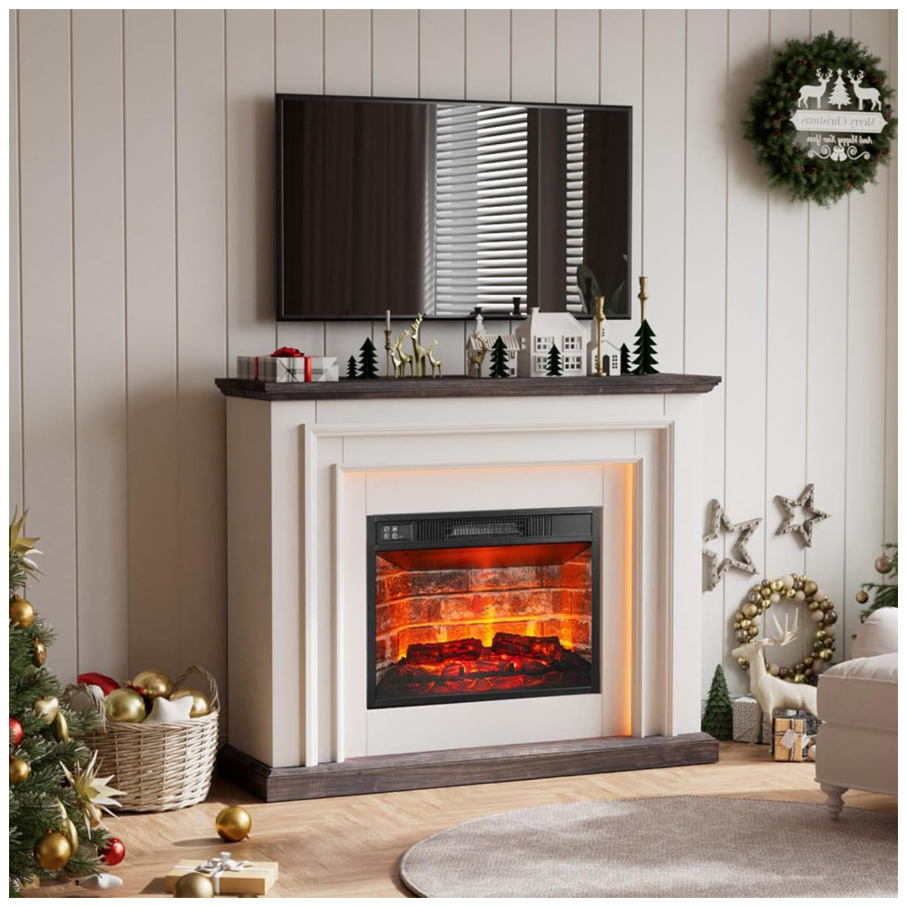 Lareira Elétrica BOSHIRO 111x93cm 1400W Chamas 3D LED Móvel TV 110V