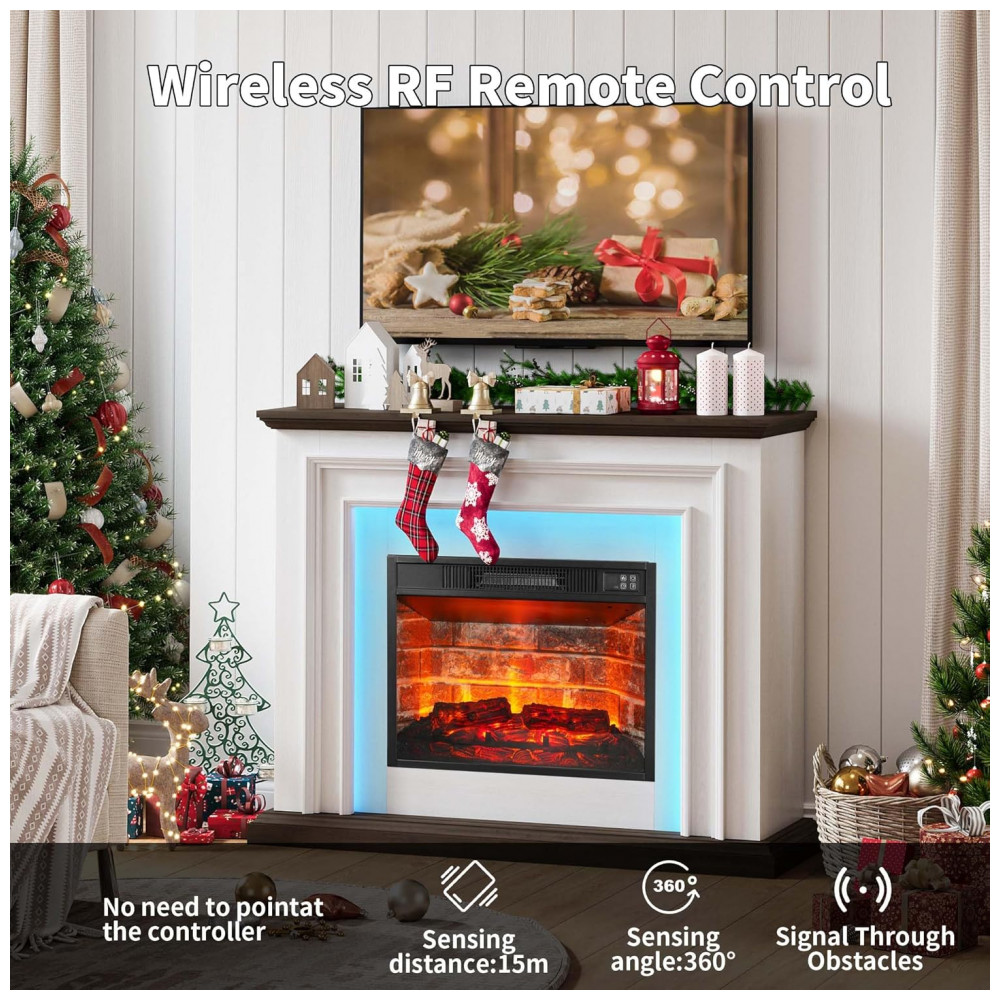 Lareira Elétrica BOSHIRO 111x93cm 1400W Chamas 3D LED Móvel TV 110V