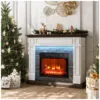 Lareira Elétrica LGHM 110x93cm 1400W Mantel Pedra Chamas LED 16 Cores 110V