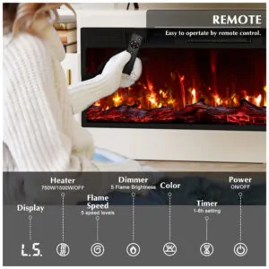 Rack TV Lemberi 178x59cm Lareira Elétrica 1500W Chamas 3D LED Branco 110V
