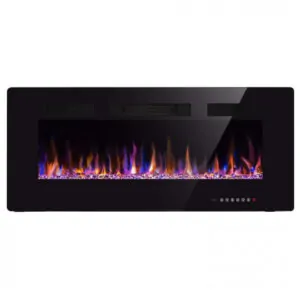 Lareira Elétrica Xbeauty 107x46cm 1500W Chamas LED 12 Cores Embutir 110V