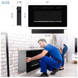 Lareira Elétrica Xbeauty 107x46cm 1500W Chamas LED 12 Cores Embutir 110V