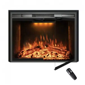 Lareira Elétrica Velaychimney 90x54cm 1500W Chamas LED Som Embutir 110V