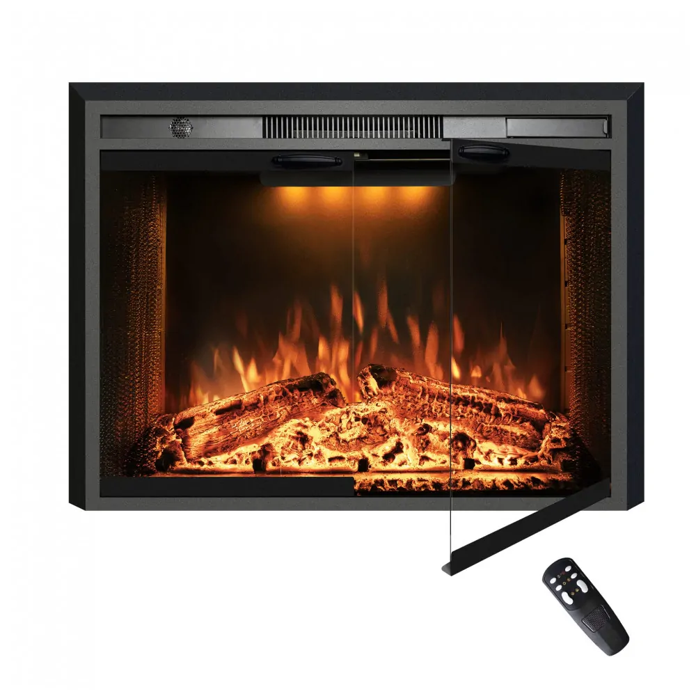 Lareira Elétrica Velaychimney 90x54cm 1500W Chamas LED Som Embutir 110V