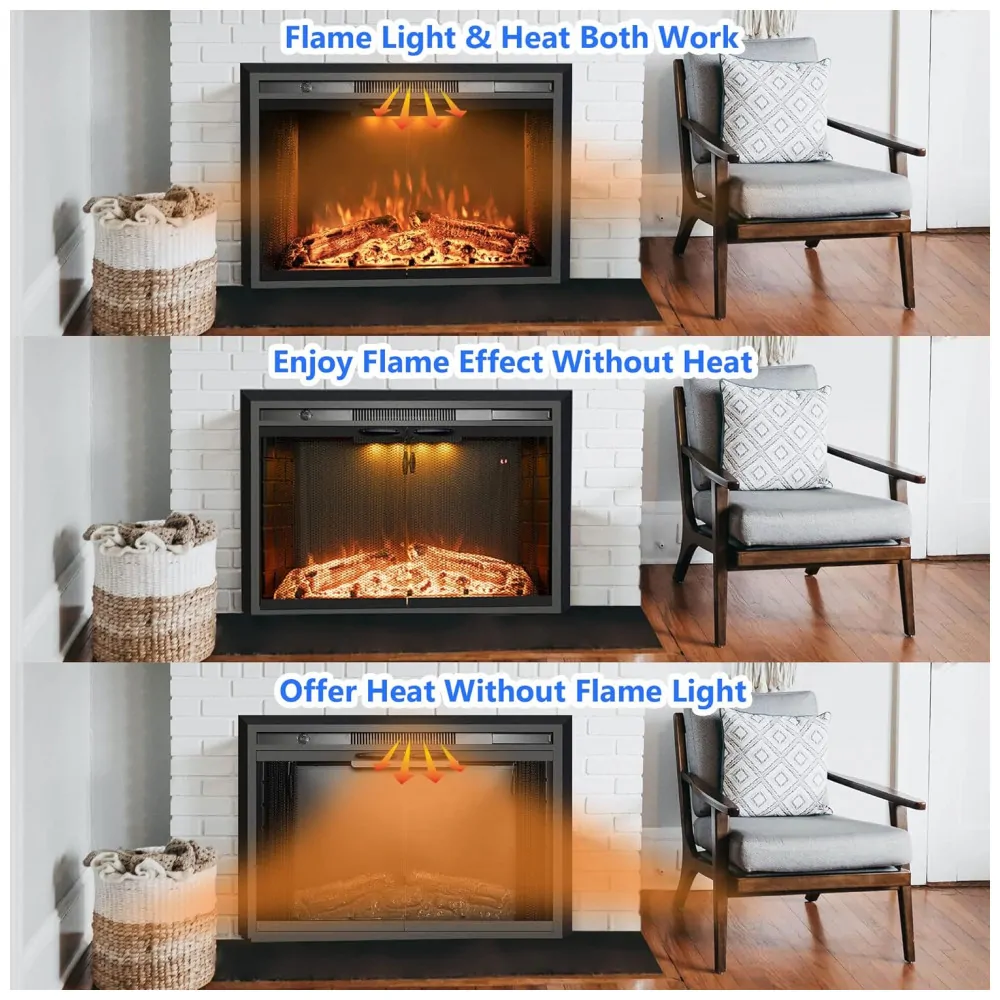 Lareira Elétrica Velaychimney 90x54cm 1500W Chamas LED Som Embutir 110V