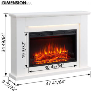 Lareira Elétrica Legend Flame 121x88cm 1500W Chamas LED Mantel Creme 110V